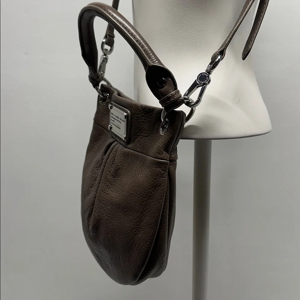 Marc Jacobs Mini Hillier Hobo Leather Bag Purse Crossbody Convertible Brown